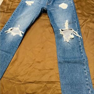 Levi's Blue Bootcut Jeans Distressed Denim